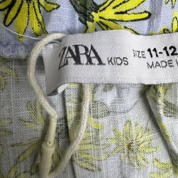 ZARA Girls Daisy Floral Blouse Top Size 11-12 Off The Shoulder Puff Sleeves - Picture 6 of 8
